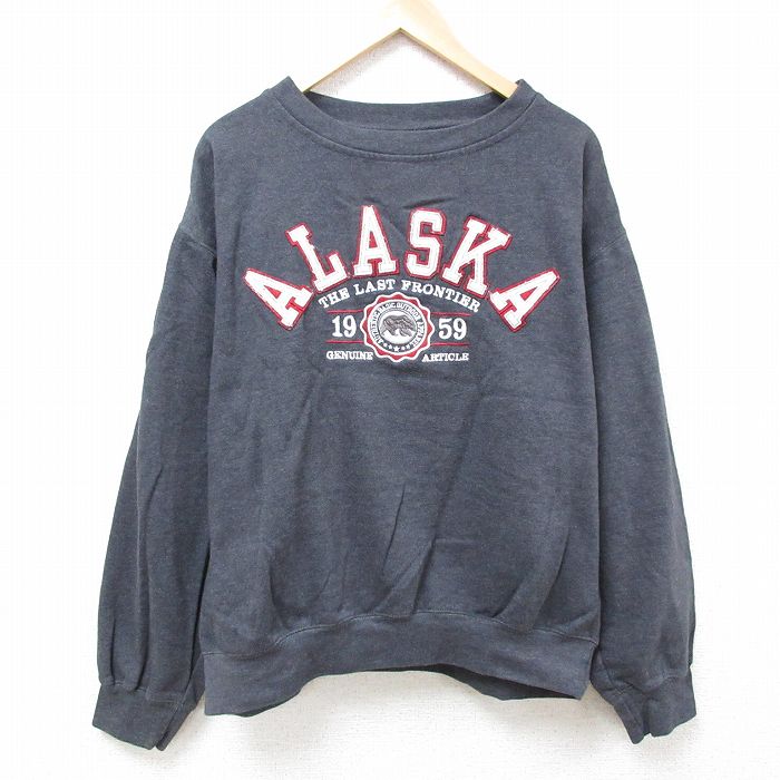 XL★古着 長袖 スウェット メンズ デモイン エリアコミュニティカレッジ 刺繍 大きいサイズ クルーネック 紺 ネイビー 23nov13 中古 スエット トレーナー トップス 中古古着 MVスポーツ 長袖スウェット メンズ マクレナン