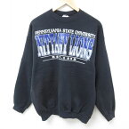 【中古】古着 TULTEX 長袖スウェット メンズ 90年代 90s ペンシルベニア大学 ニタニーライオンズ クルーネック 丸首 黒 ブラック Lサイズ 中古 スエット トレーナー トップス | 春夏 春物 春服 秋冬 秋物 秋服 メンズファッション カジュアル おしゃれ ファッション