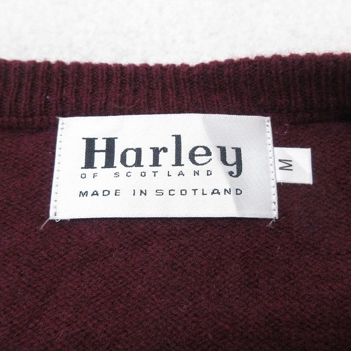 【中古】古着 長袖 セーター メンズ 無地 メリノウール ラグラン Vネック スコットランド製 エンジ Lサイズ 中古 ニット トップス | 春夏 春物 春服 秋冬 秋物 秋服 メンズファッション カジュアル おしゃれ ファッション