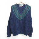 【中古】古着 長袖 セーター メンズ 00年代 00s Vネック 紺他 ネイビー XLサイズ 中古 ニット トップス | 春夏 春物 春服 秋冬 秋物 秋服 メ...