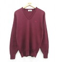 【中古】古着 IZOD 長袖 セーター メンズ 90年代 90s ワンポイントロゴ アクリル Vネック USA製 アメリカ製 エンジ Mサイズ 中古 ニット ト...