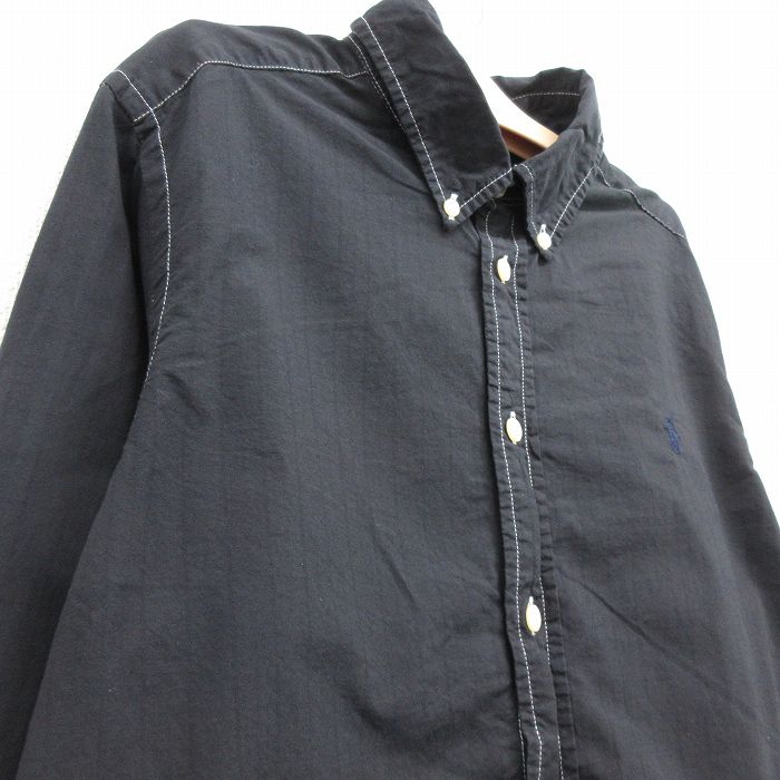 【中古】古着 ラルフローレン 90s 長袖シャツ キッズ ボーイズ 黒 チェック Ralph ...