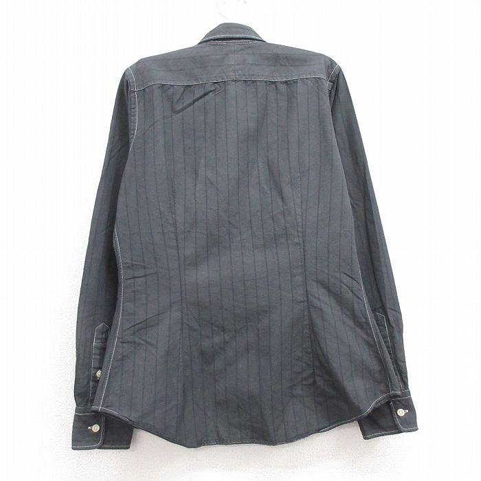 【中古】古着 ラルフローレン 長袖シャツ キッズ ボーイズ ブラック ストライプ Ra...