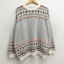 【中古】古着 長袖 セーター レディース 90年代 90s 大きいサイズ 2L LL ビッグシルエット ゆったり ビッグサイズ オーバーサイズ クルーネック 丸...