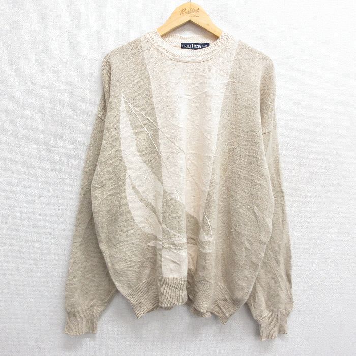 【中古】古着 ノーティカ NAUTICA 長袖 セーター メンズ 90年代 90s ヨット ツートンカラー バイカラー..