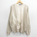 【中古】古着 ノーティカ NAUTICA 長袖 セーター メンズ 90年代 90s ヨット ツートンカラー バイカラー クルーネック 丸首 ベージュ カーキ 【...