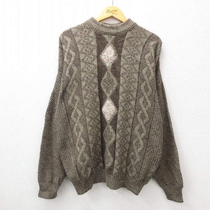 【中古】古着 長袖 セーター メンズ 90年代 90s 大きいサイズ 2L LL ビッグシルエット ゆったり ビッグサイズ オーバーサイズ モックネ..