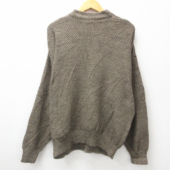 【中古】古着 長袖 セーター メンズ 90年代 90s 大きいサイズ 2L LL ビッグシルエット ゆったり ビッグサイズ オーバーサイズ モックネック ハイネック イタリア製 濃茶他 ブラウン XLサイズ 中古 ニット トップス | 春夏 春物 春服 秋冬 秋物 秋服 メンズファッション