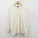 【中古】古着 ランズエンド 長袖 ケーブル ニット カーディガン レディース 90年代 90s 大きいサイズ 2L LL ビッグシルエット ゆったり ビッグサイ...