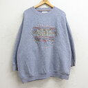【中古】古着 長袖 フリース トップス レディース 90年代 90s EXP 花 刺繍 大きいサイズ 2L LL ビッグシルエット ゆったり ビッグサイズ オー...