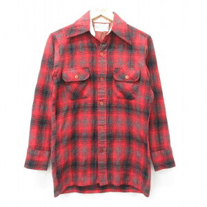 【中古】古着 Kマート 長袖 ビンテージ ヴィンテージ ウールシャツ メンズ 70年代 70s 茶他 ブラウン オンブレ チェック Lサイズ 中古 トップス | 春夏 春物 春服 秋冬 秋物 秋服 カジュアルシャツ メンズファッション 長袖シャツ おしゃれ カジュアル 2OF