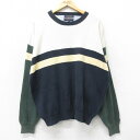 【中古】古着 トミーヒルフィガー TOMMY HILFIGER 長袖 ブランド セーター メンズ 90年代 90s マルチカラー コットン クルーネック 丸首 ...