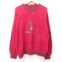 【中古】古着 長袖 セーター メンズ 90年代 90s ゴルフ 刺繍 コットン クルーネック 丸首 USA製 アメリカ製 赤他 レッド Lサイズ 中古 ニット ...