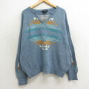 【中古】古着 ペンドルトン PENDLETON 長袖 セーター レディース ネイティブ柄 ラグ柄 大きいサイズ 2L LL ビッグシルエット ゆったり ビッグサ...