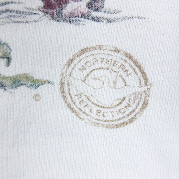 【中古】古着 長袖スウェット メンズ 00年代 00s 鳥 ラグラン クルーネック 丸首 白 ホワイト XLサイズ 中古 スエット トレーナー トップス | 春夏 春物 春服 秋冬 秋物 秋服 メンズファッション カジュアル おしゃれ ファッション