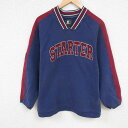 【中古】古着 スターター STARTER 長袖スウェット メンズ 00年代 00s ビッグロゴ 刺繍 ツートンカラー バイカラー ラグラン Vネック USA製 ...