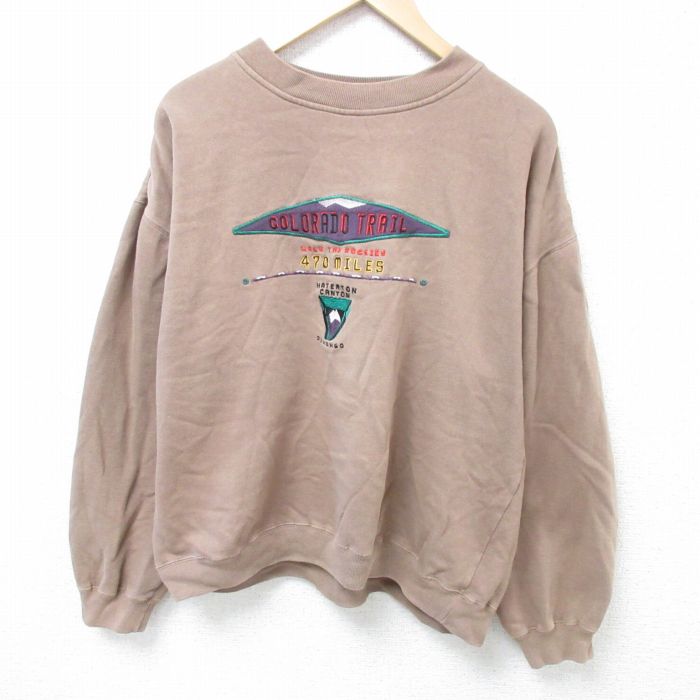 乐天商城 - 【中古】古着 長袖スウェット メンズ 00年代 00s コロラド トレイル 刺繍 クルーネック 丸首 茶 ブラウン XLサイズ 中古 スエット トレーナー トップス | 春夏 春物 春服 秋冬 秋物 秋服 メンズファッション カジュアル おしゃれ ファッション 5OF