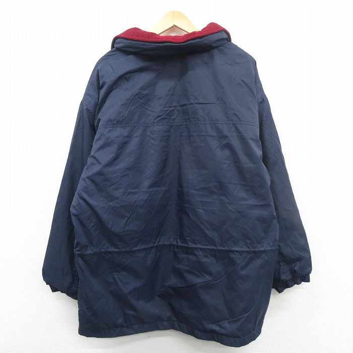 【中古】古着 エアロポステール AEROPOSTALE 長袖 ハーフジップ ナイロンジャケット メンズ 00年代 00s 大きいサイズ 2L LL ビッグシルエット ゆったり ビッグサイズ オーバーサイズ ロング丈 紺 ネイビー 内側フリース XLサイズ 中古 アウター | 秋冬 秋物 秋服 冬物