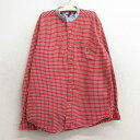 【中古】古着 トミーヒルフィガー TOMMY HILFIGER 長袖 ブランドシャツ キッズ ボーイズ 子供服 90年代 90s ワンポイントロゴ コットン ノーカラー 赤他 レッド チェック | 春夏 春物 春服 秋冬 秋物 秋服 女の子 子ども服 こども服 カジュアル ファッション おしゃれ