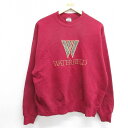 【中古】古着 フルーツオブザルーム 長袖スウェット メンズ 90年代 90s WATER FIELD 刺繍 クルーネック 丸首 USA製 アメリカ製 エンジ X...