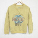 【中古】古着 長袖 ロック バンドスウェット メンズ AC/DC クルーネック 丸首 薄黄 イエロー Mサイズ 中古 スエット トレーナー トップス | 春夏 ...