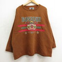 【中古】古着 bonjour 長袖 トップス レディース 90年代 90s ビッグロゴ 大きいサイズ 2L LL ビッグシルエット ゆったり ビッグサイズ オー...