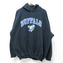 【中古】古着 長袖スウェットパーカー メンズ 00年代 00s BUFFALO 大きいサイズ 2L LL ビッグシルエット ゆったり ビッグサイズ オーバーサイ...