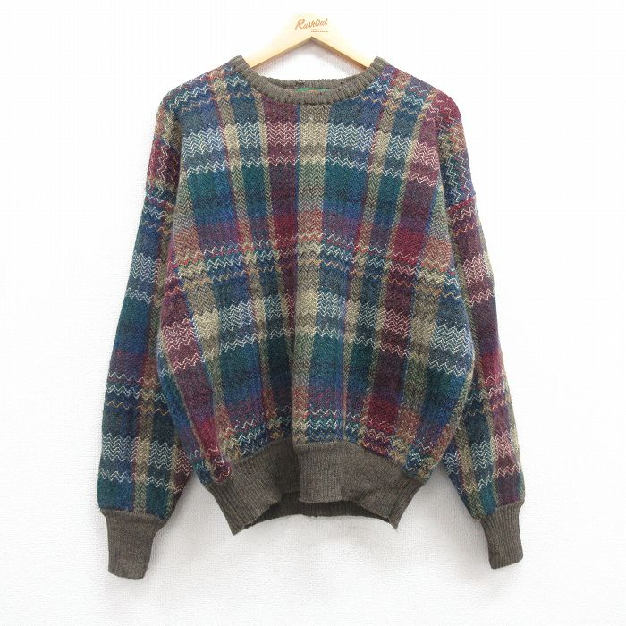 【中古】古着 ボストントレーダーズ 長袖 セーター メンズ 00年代 00s クルーネック 丸首 緑他 グリーン XLサイズ 中古 ニット トップス | 春夏 ...