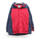 【中古】古着 エルエルビーン LLBEAN 長袖 ナイロンジャケットパーカー キッズ ボーイズ 子供服 ワンポイントロゴ シンサレート ツートンカラー バイカラー 赤 レッド | 春夏 春物 春服 秋冬 秋物 秋服 女の子 子ども服 こども服 カジュアル ファッション おしゃ