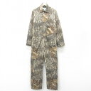 【中古】古着 リバティ 長袖 ハンティング ツナギ メンズ 90年代 90s リアルツリー USA製 アメリカ製 ベージュ他s カーキ 迷彩 内側キルティング ...
