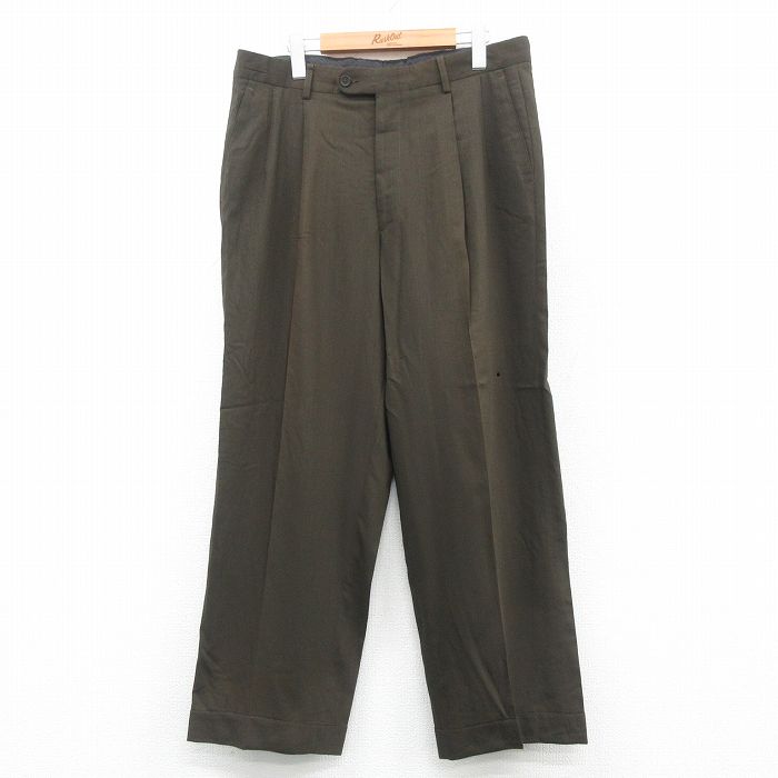 乐天商城 - 【中古】古着 スラックスパンツ メンズ 90年代 90s ウール イタリア製 茶 ブラウン W35 中古 ボトムス ロング | 春夏 春物 春服 秋冬 秋物 秋服 長ズボン カジュアル メンズファッション ファッション おしゃれ