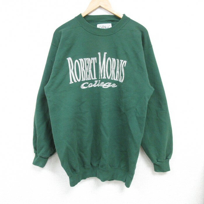 乐天商城 - 【中古】古着 長袖スウェット メンズ 90年代 90s ROBERT MORRIS カレッジ クルーネック 丸首 USA製 アメリカ製 緑 グリーン Lサイズ 中古 スエット トレーナー トップス | 春夏 春物 春服 秋冬 秋物 秋服 メンズファッション カジュアル おしゃれ ファッション