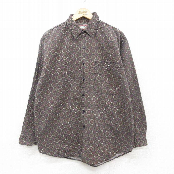 【中古】古着 COTLER 長袖シャツ メンズ 90年代 90s 総柄 コットン 黒他 ブラック Lサイズ 中古 トップス | 春夏 春物 春服 秋冬 秋物 秋服 カジュアルシャツ メンズファッション 長袖シャツ おしゃれ カジュアルのサムネイル