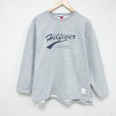 【中古】古着 トミーヒルフィガー TOMMY HILFIGER 長袖 ブランドスウェット メンズ 90年代 90s ビッグロゴ クルーネック 丸首 USA製 ア...