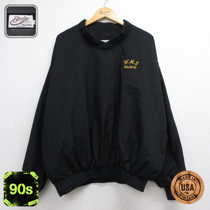 【中古】古着 ナイロンジャケット 90s 90年代 メンズ XLサイズ ブラック アメカジ ストリート カジュアル きれいめ ヴィンテージ レトロ オールド