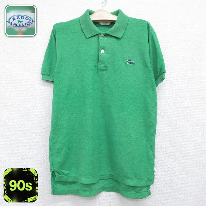 【中古】古着 ラコステ 90s 半袖ポロシャツ キッズ グリーン 90年代 Lacoste アメカジ ストリート カジュアル きれいめ ヴィンテージ レトロ オールド