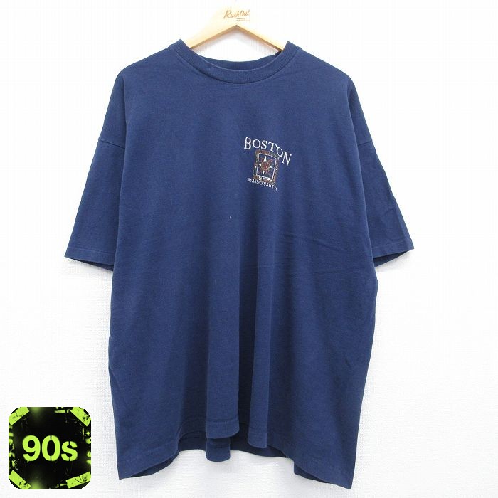 商品紹介90年代の空気をまとう、ボストンプリントのビンテージTシャツ。こなれたネイビーカラーが、大人のカジュアルスタイルを演出します。コンディション SABC コンディション：B（目立つ汚れ・リペア等あり） 【状態追記】●汚れ サイズ 表記サイズなし 参考サイズメンズXL相当実寸サイズ(cm)着丈（肩から裾）73cm / 着幅（脇から脇）67cm / 肩幅61cm ※ 表記サイズ：商品のタグに記載してあるサイズ※ 実寸サイズ：実際に当店で測ったサイズ 商品詳細 素材コットン メール便可 画像枚数の都合上、目立つダメージのみ掲載し、目立たないダメージは省略することがございます。着こなしの参考（コーデイラスト）90年代のビンテージTシャツは、主役としてもレイヤードのアクセントとしても活躍する万能選手です。メンズ・スケーターストリートボストンTシャツ × カーゴショーツでアクティブストリートネイビーの半袖Tシャツを主役に、タンのカーゴショーツを合わせたアクティブなストリートスタイル。あえてシンプルなTシャツ一枚でボストンプリントを前面に押し出し、ブラックのスニーカーで足元を軽快に。メンズ・ストリート王道ボストンTシャツ × ダークパンツで洗練カジュアルネイビーのTシャツにチャコールグレーのパンツを合わせた、落ち着きのある大人カジュアル。シルバーネックレスをさりげなく覗かせ、ブラウンレザーブーツを選ぶことで、きれいめな印象に。レディース・フェス・イベントボストンTシャツ × カーゴパンツでミリタリーミックスネイビーの半袖Tシャツにオリーブのカーゴパンツを合わせた、アウトドアミックスなレディースコーデ。インナーにはパターンロングスリーブをレイヤードし、首元からチラリと見せることでこなれ感を演出。※イラストはイメージです。モデルの着用感・プリント・配色など実物と異なる場合があります。必ず商品画像・実寸・コンディションをご確認ください。イラストの小物は付属しません。 ■ カテゴリから探す90年代の古着ビンテージTシャツをみる古着のメンズ ビンテージTシャツをみる古着の大きいサイズ メンズをみる90年代の古着メンズをみる ■ 店長おすすめ！今週の注目商品【20％OFF】90s 半袖Tシャツ ユニオン ネイビー メンズXL相当 | 古…【20％OFF】90s 半袖Tシャツ フロリダ ネイビー メンズXL相当 | 古…【20％OFF】90s 半袖Tシャツ ソフトボール ネイビー メンズXL相当 |…【20％OFF】90s 半袖Tシャツ カマキリ ネイビー メンズXL相当 | 古…【20％OFF】90s 半袖Tシャツ ミリタリー ネイビー メンズXL相当 | …【20％OFF】90s 半袖Tシャツ PRISON ネイビー メンズXL相当 |…【1点物・現品限り】この商品は一点物です。次回の入荷はございません。実店舗および他モールと在庫を共有しているため、ご注文のタイミングにより品切れとなる場合がございます。