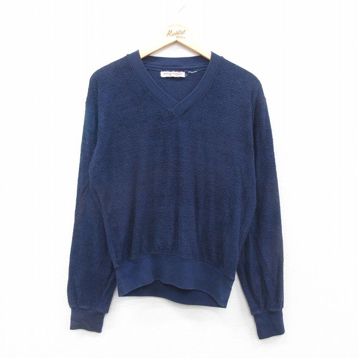 【中古】古着 マックレガー 長袖 セーター メンズ 90年代 90s 無地 Vネック 紺 ネイビー Mサイズ 中古 ニット トップス | 春夏 春物 春服 秋冬 秋物 秋服 メンズファッション カジュアル おしゃれ ファッション 5OF