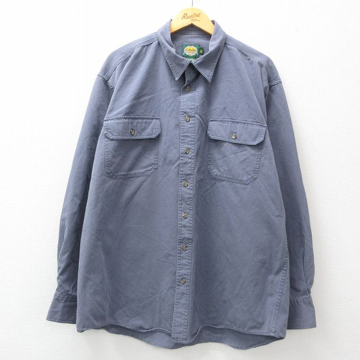 乐天商城 - 【中古】古着 カベラス 長袖シャツ メンズ 00年代 00s 大きいサイズ 2L LL ビッグシルエット ゆったり ビッグサイズ オーバーサイズ コットン 紺系 ネイビー XLサイズ 中古 トップス | 春夏 春物 春服 秋冬 秋物 秋服 カジュアルシャツ メンズファッション 長袖シ