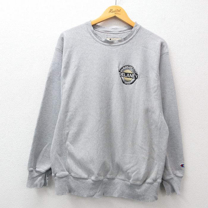 【中古】古着 長袖 チャンピオン Champion リバースウィーブ メンズ 90年代 90s ビッグロゴ クルーネック 丸首 紫他 パープル 【spe】 Lサイズ 中古スウェット スエット トレーナー トップス | 春夏 春物 春服 秋冬 秋物 秋服 メンズファッション カジュアル おし