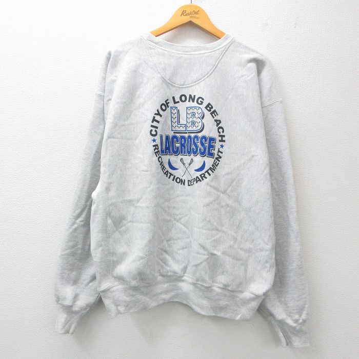 【中古】古着 長袖 チャンピオン Champion リバースウィーブ メンズ 90年代 90s ビッグロゴ クルーネック 丸首 紫他 パープル 【spe】 Lサイズ 中古スウェット スエット トレーナー トップス | 春夏 春物 春服 秋冬 秋物 秋服 メンズファッション カジュアル おし