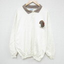 【中古】古着 長袖スウェット メンズ 90年代 90s 鳥 大きいサイズ 2L LL ビッグシルエット ゆったり ビッグサイズ オーバーサイズ 襟付き USA製...