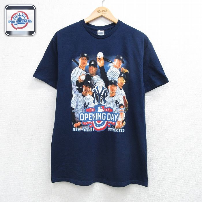 【中古】古着 MLB ニューヨークヤンキース 半袖Tシャツ 田中将大 メンズ ネイビー Lサイズ相当 スポーツ アメカジ ストリート カジュアル きれいめ ヴィンテージ レトロ オールド 2OF