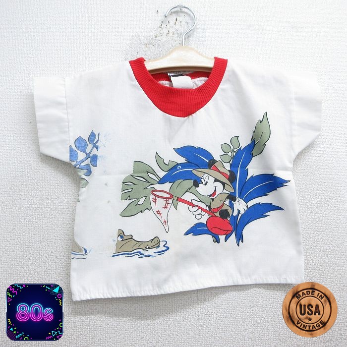 【中古】古着 半袖 ヴィンテージTシャツ キッズ ボーイズ 80s ディズニー ミッキー...