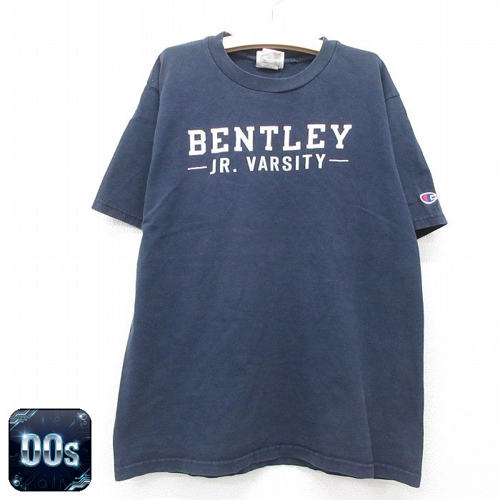 【中古】古着 champion 00s ヴィンテージ 半袖Tシャツ キッズ ボーイズ 子供服 紺 ネイビー クルーネック コットン BENTLEY アメカジ ストリート 25jun05