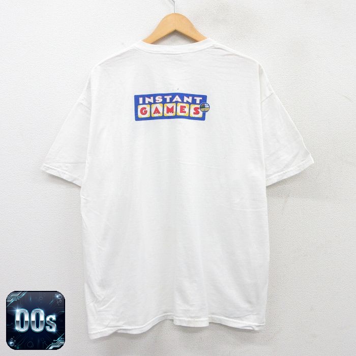 【中古】古着 00s 半袖Tシャツ INSTANT GAMES メンズ ホワイト XLサイズ プリント アメカジ ストリート カジュアル きれいめ ヴィンテージ レトロ オールド