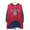 【中古】古着 ベーシックエディションズ 長袖スウェットパーカー レディース 00年代 00s AUTHENTIC マルチカラー 大きいサイズ 2L LL ビッグ...
