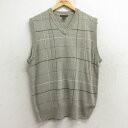 【中古】古着 ドッカーズ ニットベスト メンズ アクリル Vネック 薄ベージュ系 カーキ チェック Mサイズ 中古 トップス | 春夏 春物 春服 秋冬 秋物 ...