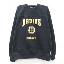 【中古】古着 マイティマック 長袖スウェット キッズ ボーイズ 子供服 00年代 00s NHL ボストンブルーインズ 刺繍 コットン クルーネック 丸首 黒 ブラック アイスホッケー | 春夏 春物 春服 秋冬 秋物 秋服 女の子 子ども服 こども服 カジュアル ファッション お