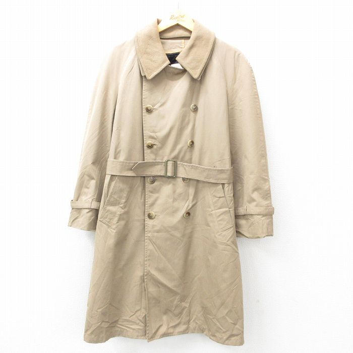 乐天商城 - 【中古】古着 長袖コート メンズ 90年代 90s ラグラン ロング丈 ベージュ カーキ 内側ウール Lサイズ 中古 アウター | 春夏 春物 春服 秋冬 秋物 秋服 カジュアル メンズファッション ファッション おしゃれ カジュアルジャケット